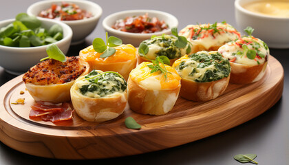 Freshness on plate gourmet salad, healthy eating, vegetarian food generated by AI