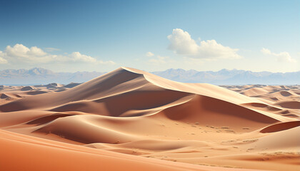 Fototapeta na wymiar Majestic mountain range, striped sand dunes, clear sky, no people generated by AI