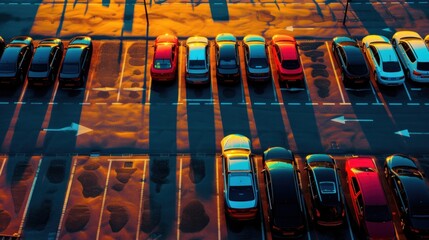 A creatively abstract depiction of a car park in Amsterdam, blending modern urban design with the distinctive architectural essence of the city