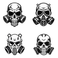 set of gas mask steampunk  vector illustration isolated transparent background logo, cut out or cutout t-shirt design