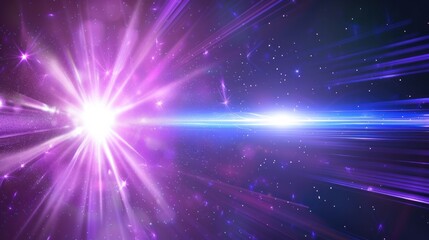 Naklejka premium Vibrant blue and violet laser beams pierce through the darkness, creating a striking contrast on a black background