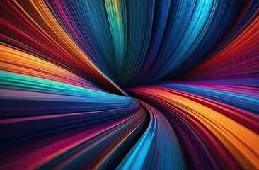 Multicolored abstract 3D modeling, curved volumetric lines background. Technology futuristic background.