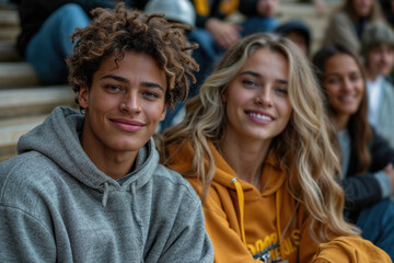 Obraz premium Youthful Bond: Close-knit Teenagers Embracing Togetherness