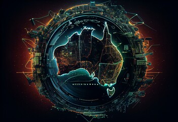Australian cybersecurity network, illustration. Generative AI