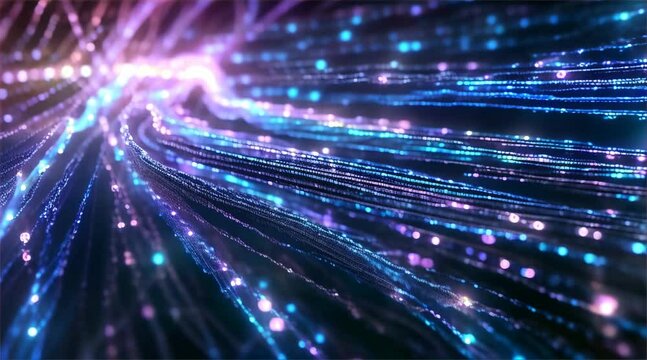 data flowing through optic fiber cable, digital background, close up