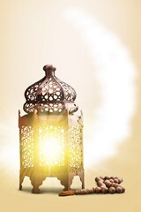 Ramadan background, Colourful lantern and dates