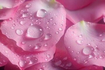 Obraz premium Close up of pink rose petals with water drops