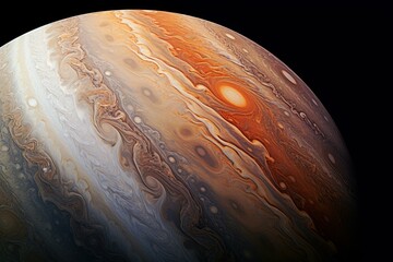 Majestic Orbiting Jupiter captured banner. Galaxy space astronomy celestial planet. Generate Ai