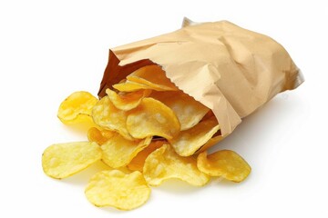 A bag of chips isolated on a white background - obrazy, fototapety, plakaty