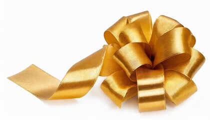 gold satin ribbon isolated on white background horizontal element for decoration gift boxes