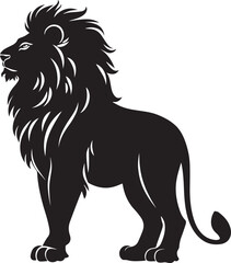 Black silhouette Lion vector on white background 