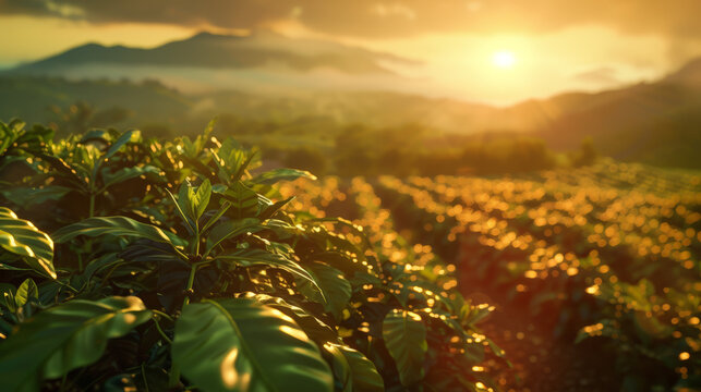 AI Generated Image: Coffee Plantation at Sunrise