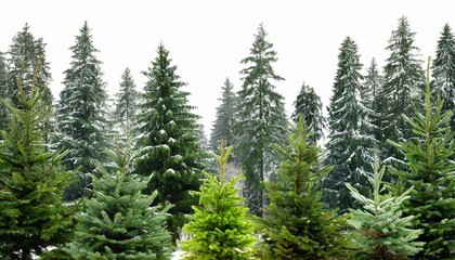 Fototapeta na wymiar evergreen forest christmas trees isolated on a white background