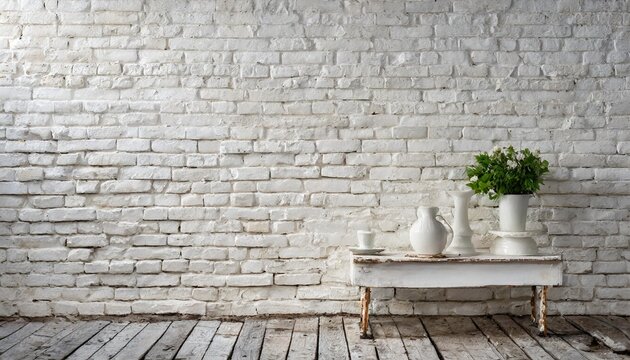 Fototapeta background of white old brick wall