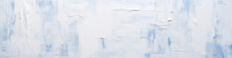 Abstract background based on careless brush strokes of chatel white paint on a blue wall.