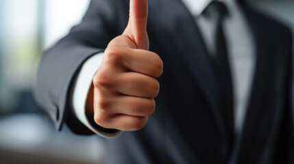 Thumbs Up for Business Achievement in Formal Wear