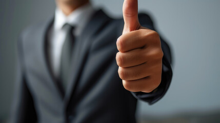 Formal Approval: Businessman Showing Thumbs Up