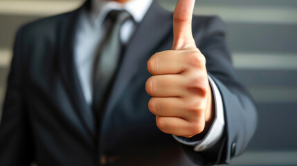 Corporate Positivity: Thumbs Up in Business Attire