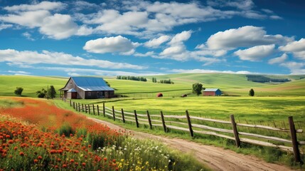 Fototapeta na wymiar rural beautiful farm landscape