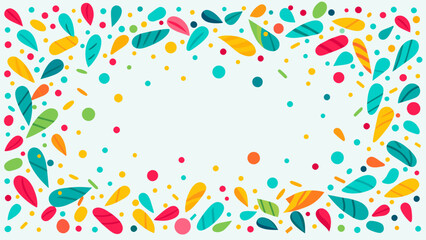 Colorful confetti border frame repeat pattern. Great for a birthday party or an event celebration invitation or decor. Surface pattern design. on white background