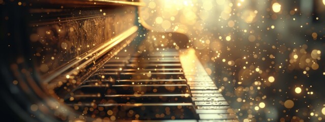 piano music wallpapers in the style of bokeh panorama Generative AI