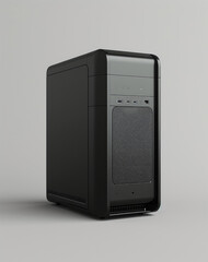 Streamlined Workstation: Black PC on Neutral Background
