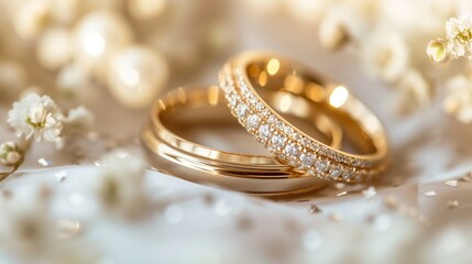 Obraz na płótnie Canvas Beautiful wedding rings for a wedding or engagement.