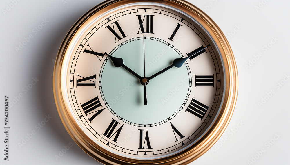 Poster clock face with hour and minute hands, symbolizing time accuracy generated by ai