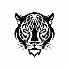 Panther / Jaguar Tribal Vector Monochrome Silhouette Illustration Isolated on White Background - Tattoo - Clipart - Logo - Graphic Design Element