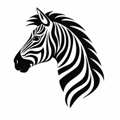 Zebra Tribal Vector Monochrome Silhouette Illustration Isolated on White Background - Tattoo - Clipart - Logo - Graphic Design Element