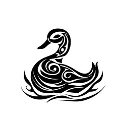 Obraz premium Duck Tribal Vector Monochrome Silhouette Illustration Isolated on White Background - Tattoo - Clipart - Logo - Graphic Design Element