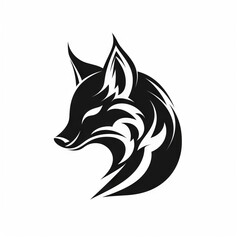 Obraz premium Fox Tribal Vector Monochrome Silhouette Illustration Isolated on White Background - Tattoo - Clipart - Logo - Graphic Design Element