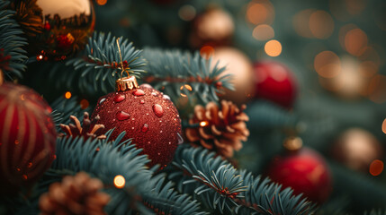 Fototapeta na wymiar decorated christmas tree close up