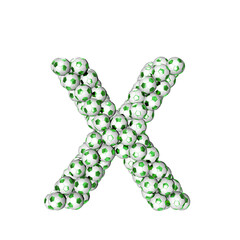 3d symbol made from green soccer balls. letter x