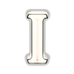 Glowing silver 3d symbol. letter i