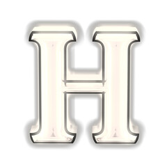 Glowing silver 3d symbol. letter h