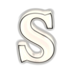 Glowing silver 3d symbol. letter s