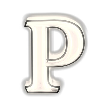 Glowing silver 3d symbol. letter p