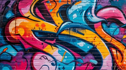 Beautiful street art graffiti. Abstract creative drawing fashion colors on the walls of the city. Urban Contemporary Culture