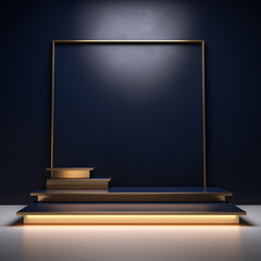 Luxury Product Showcase with Dark Blue and Golden Color.