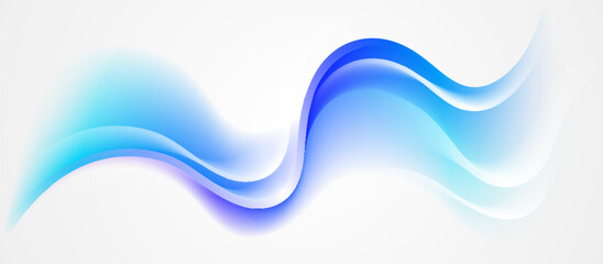 Abstract white background with blue and purple wave. Smooth wavy design element. Fluid gradient. Bright flow liquid shape. Modern graphic. Suit for cover, backdrop, banner, brochure, website