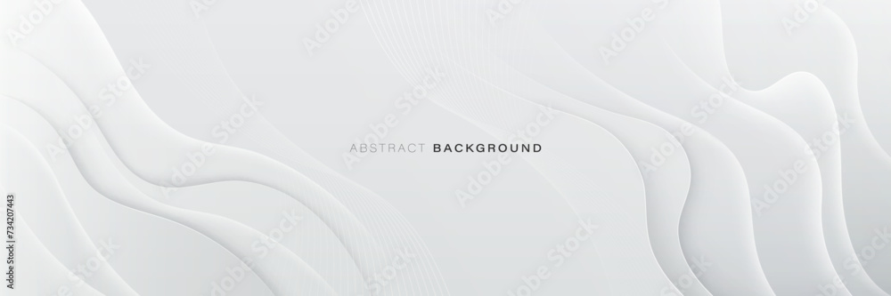 Poster white abstract background with glowing wave lines. elegant wavy overlap layer. modern texture design