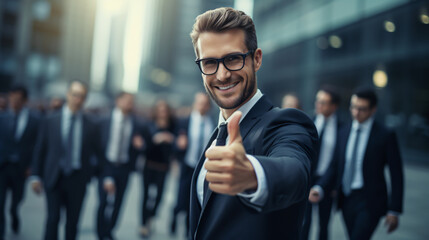 Businessman giving thumbs up. - Powered by Adobe