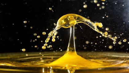 splash of yellow oil in water