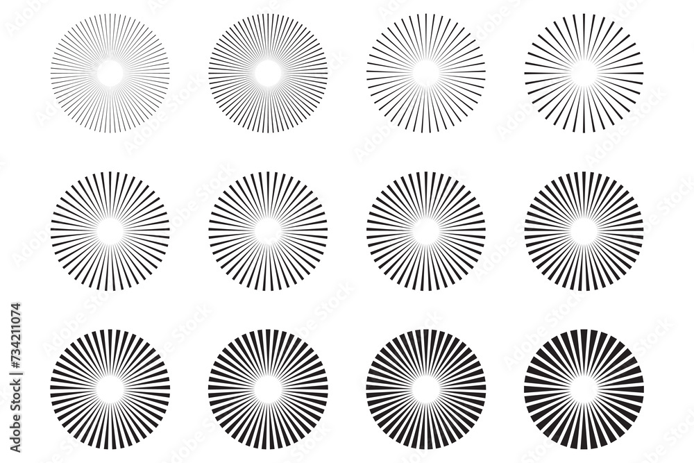 Poster sunburst design elements collection. circular beams vector. sun rise light round decoration elements