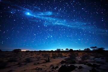 Milky Way shines on night desert., generative IA - obrazy, fototapety, plakaty