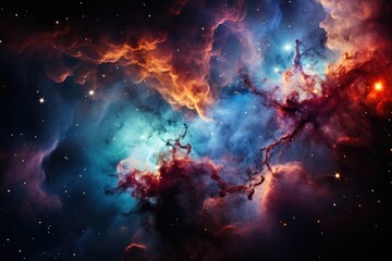 Sparkling nebula with newborn stars., generative IA - obrazy, fototapety, plakaty