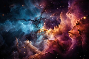 Sparkling nebula with newborn stars., generative IA - obrazy, fototapety, plakaty