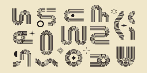 Boho geometric line art. Vector design mental health concept.