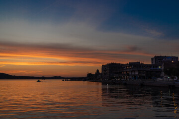summer sunset in Sibenik port in Croatia 